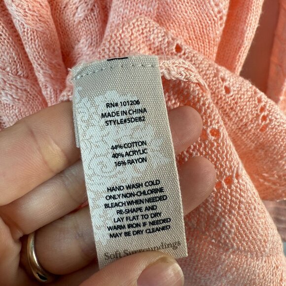 Soft Surroundings Sweater NWT Isabel Open Knit Peach Size 1X - Picture 6 of 7